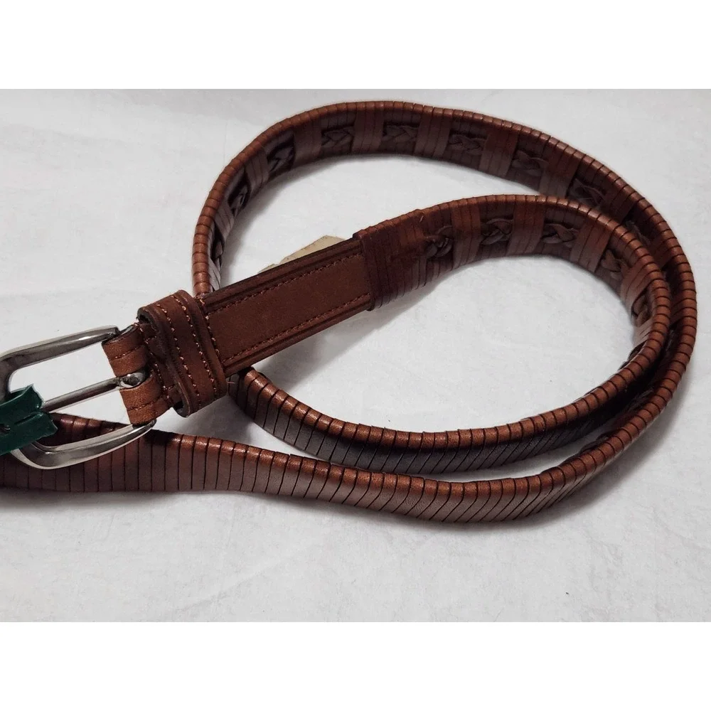 New Vintage Men's Brown Braided 42 Leather Belt Boho Western GH BASS NWT